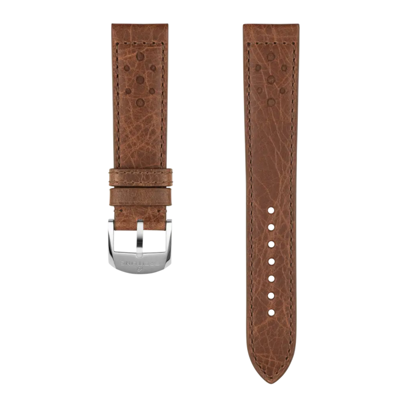 Brown racing-themed calfskin leather strap - 543X - image 1