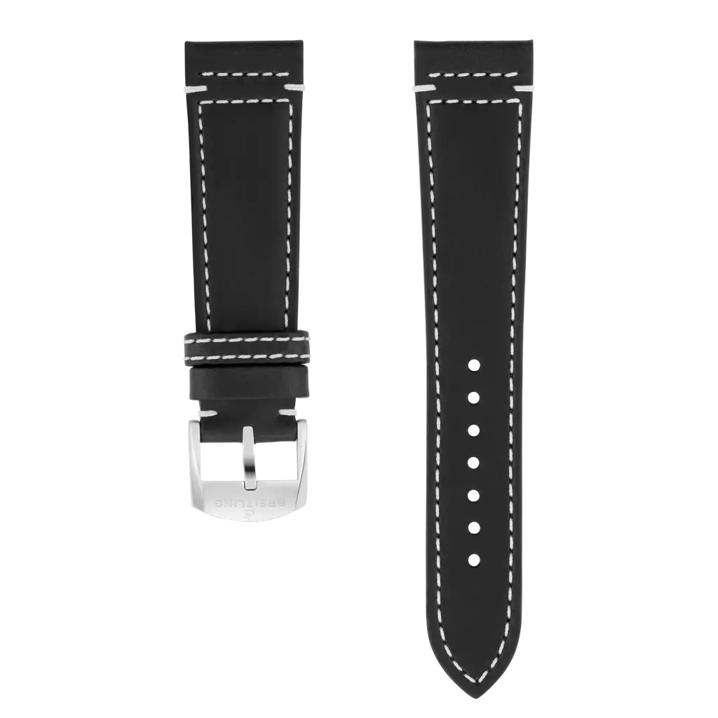 Black drakkar calfskin leather strap - 548X - image 1