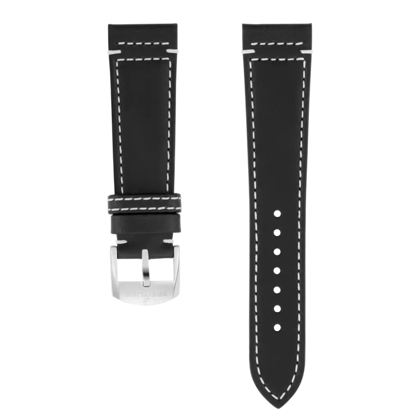 Black drakkar calfskin leather strap - 548X - image 1
