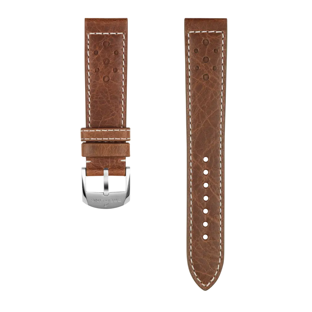 Brown racing-themed calfskin leather strap - 560X - image 1