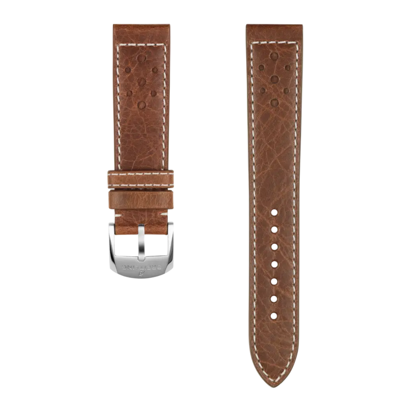 Brown racing-themed calfskin leather strap - 560X - image 1