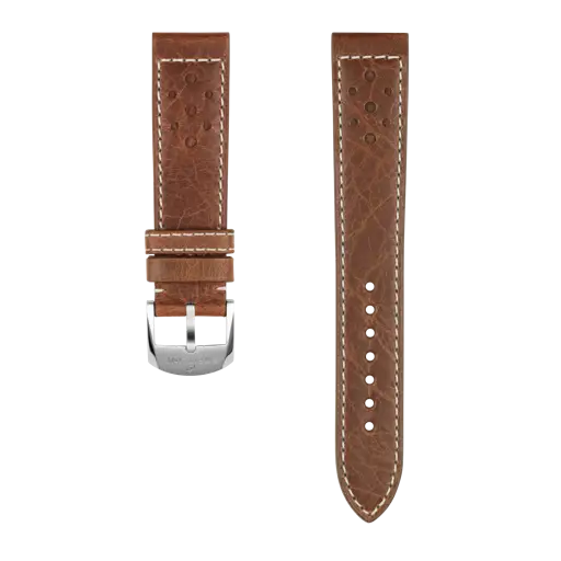 Brown racing-themed calfskin leather strap 560X