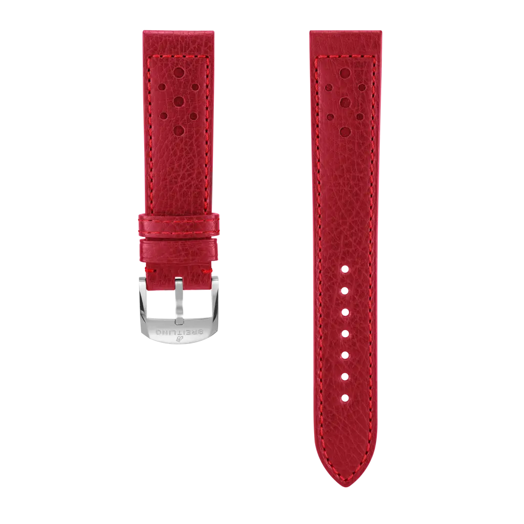 Red racing-themed calfskin leather strap - 561X - image 1