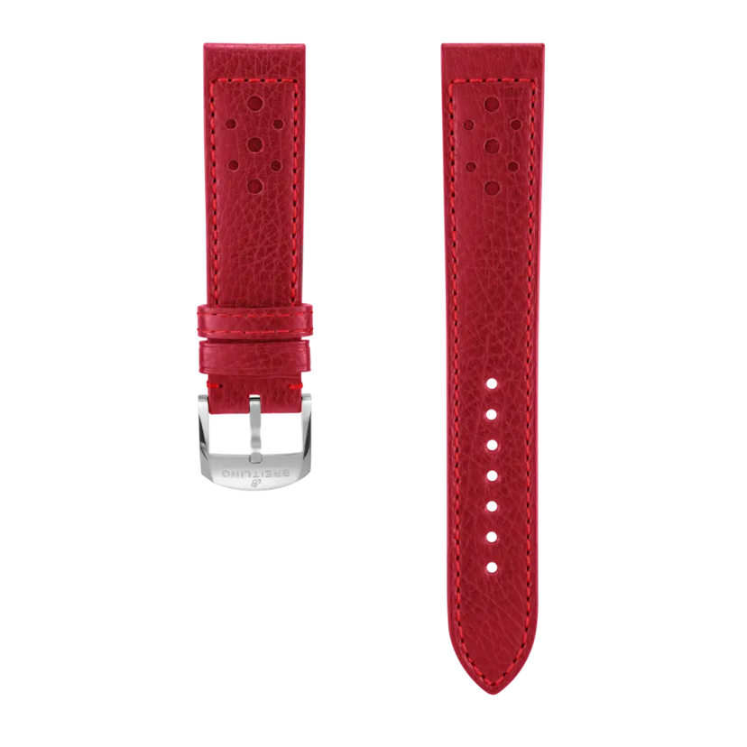 Red racing-themed calfskin leather strap - 561X - image 1