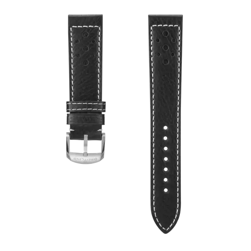Bracelet noir en cuir de veau sur le thème de la course 643X