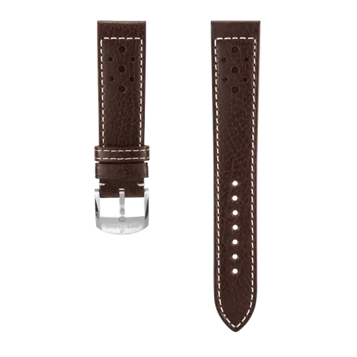 Brown racing-themed calfskin leather strap 644X
