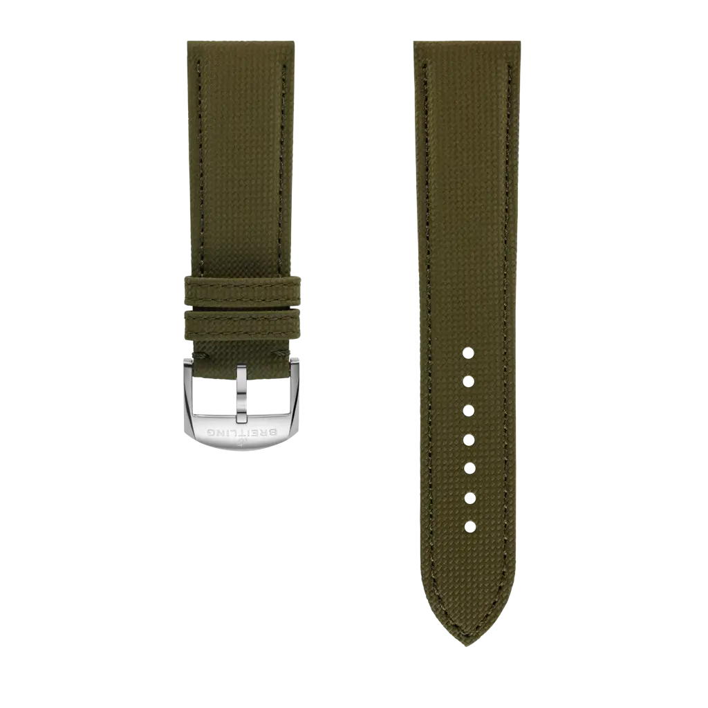 Green military calfskin leather strap - 658X - image 1
