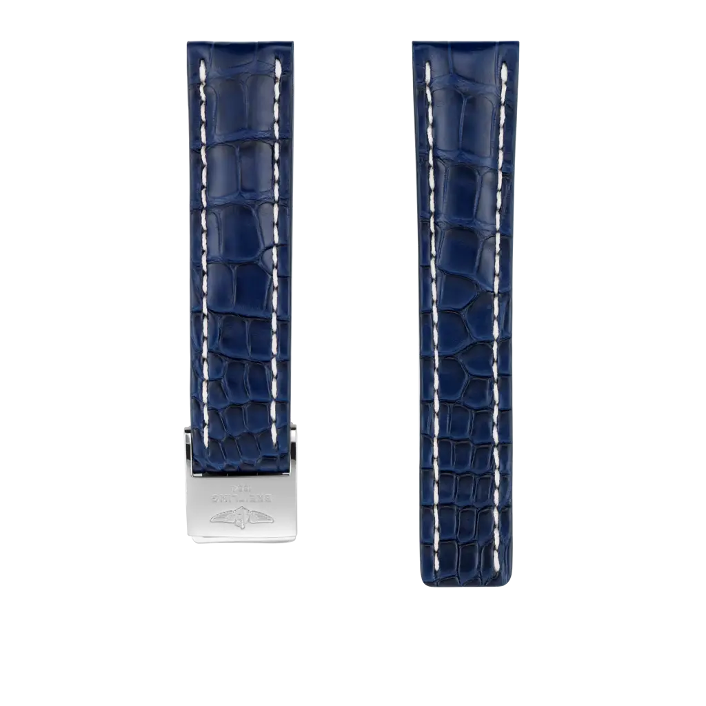 Blue alligator leather strap - 732P - image 1
