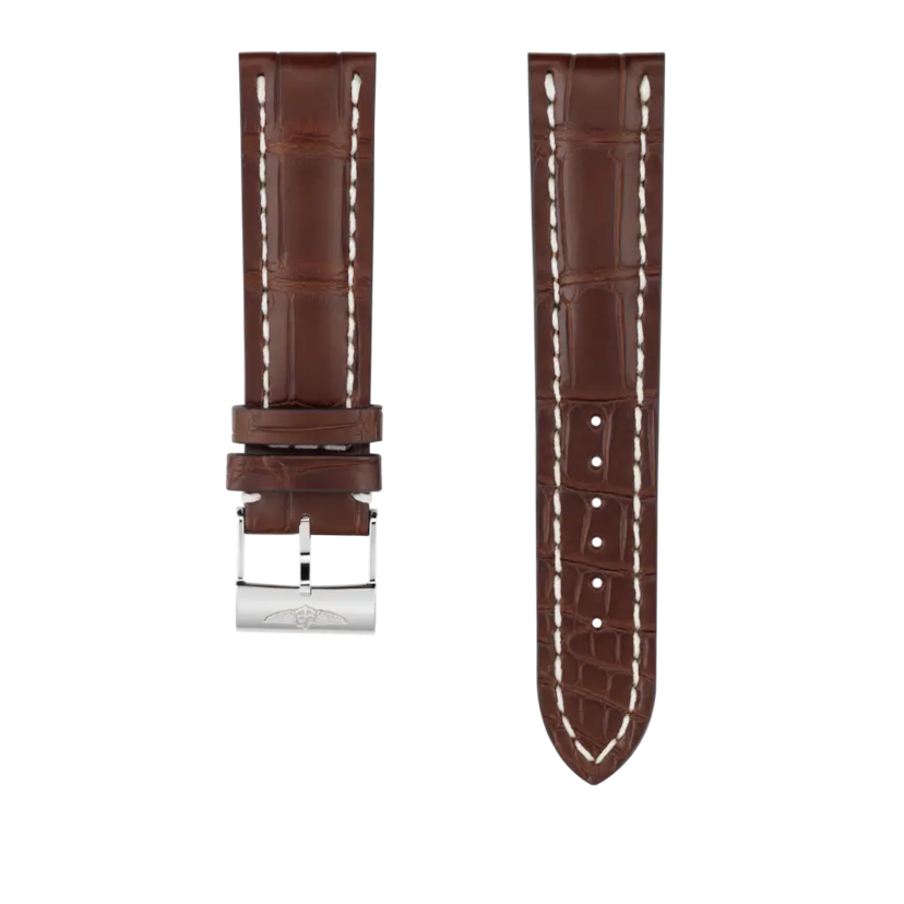 Brown alligator leather strap - 739PS - image 1
