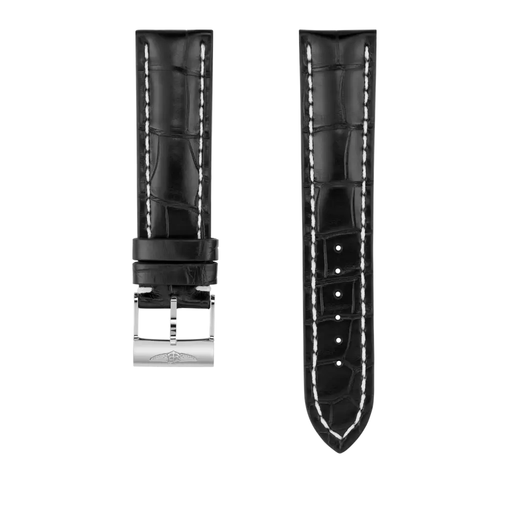 Black alligator leather strap - 743P - image 1
