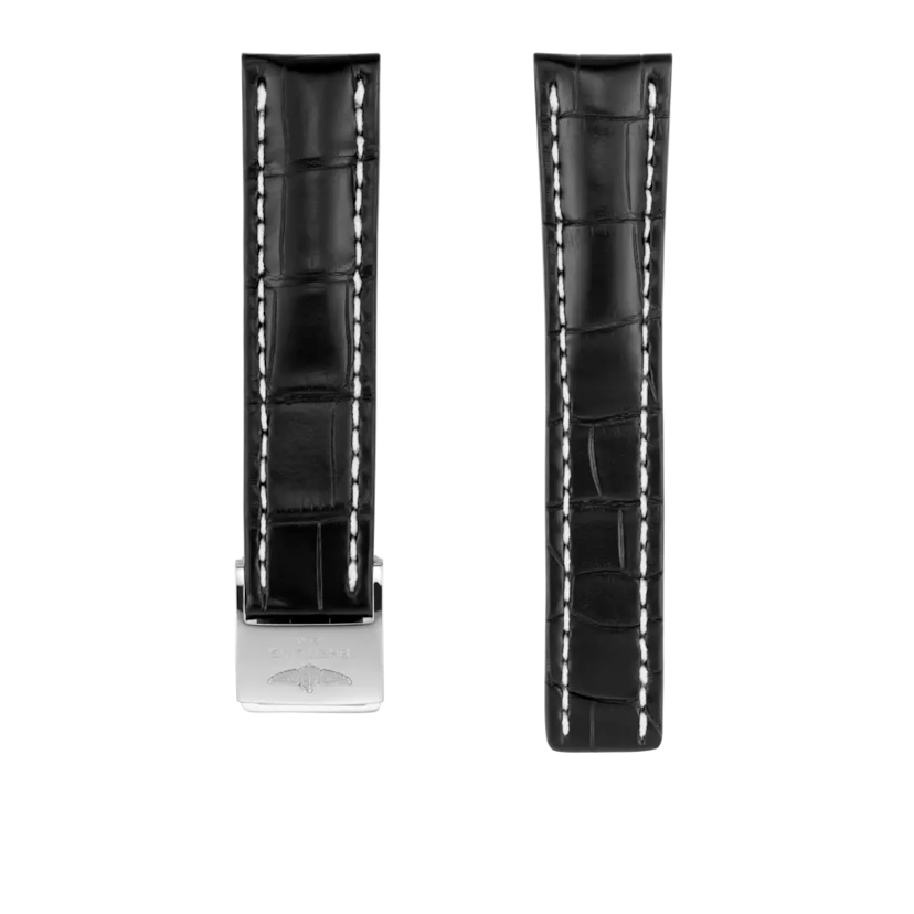 Black alligator leather strap - 744P - image 1