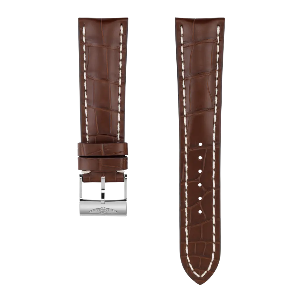 Brown alligator leather strap - 756P - image 1