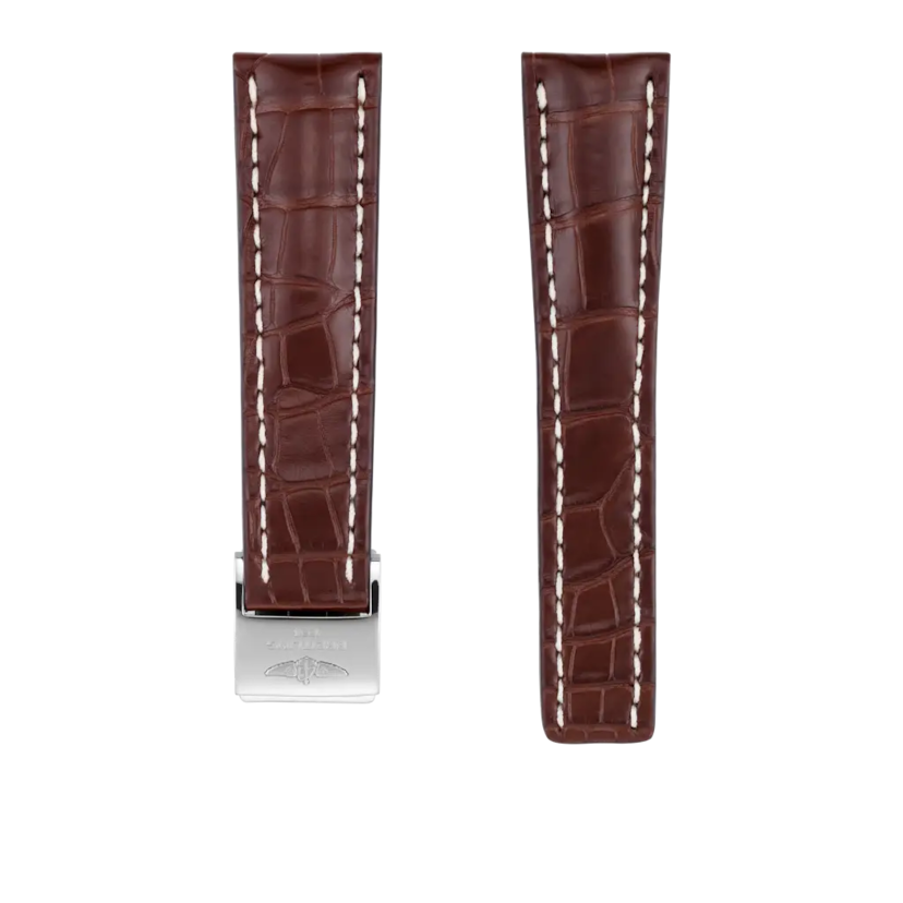 Brown alligator leather strap - 757PL - image 1