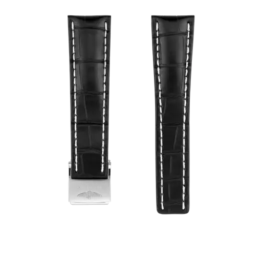 Correa de piel de cocodrilo negra 761P