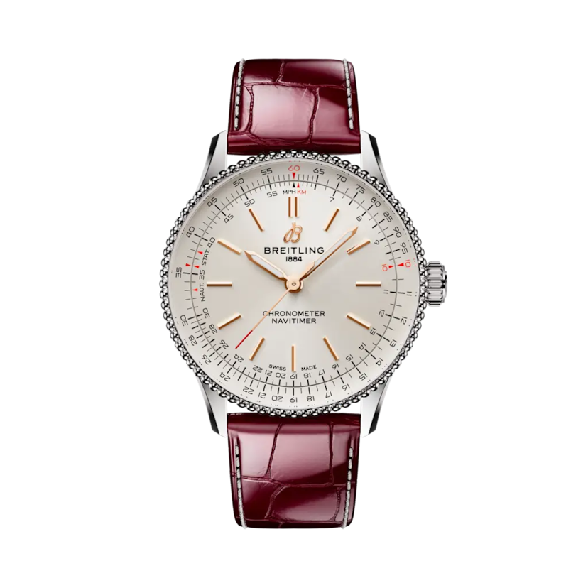 Navitimer Automatic 36, referência A17327211G1P1. Link para detalhes do produto.