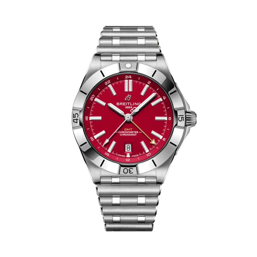 Chronomat Automatic GMT 40 NFL San Francisco 49ers Edition, reference A32398B61K1A1. Link to product details.