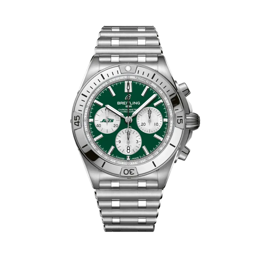Chronomat B01 42 NFL New York Jets Edition, reference AB01342B1L5A1. Link to product details.