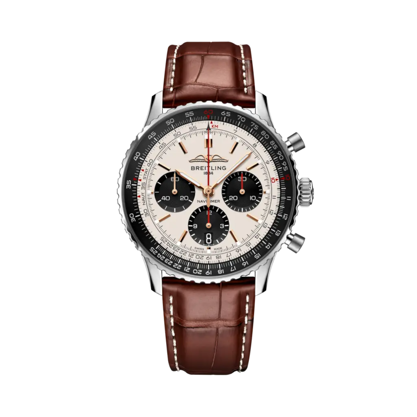 Navitimer B01 Chronograph 43, reference AB01381E1G1P1. Link to product details.