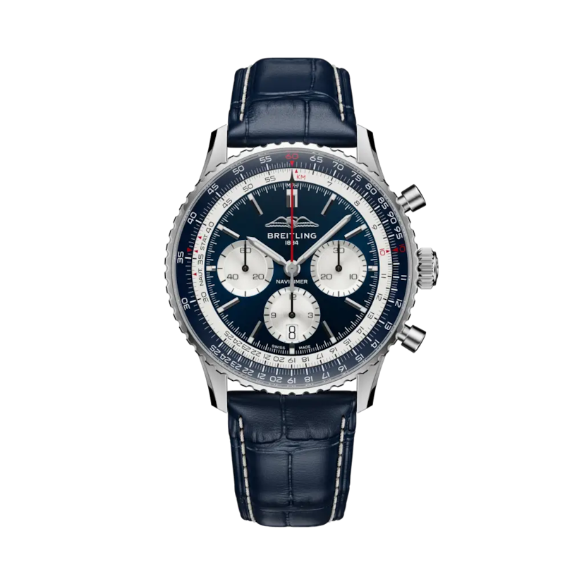 Navitimer B01 Chronograph 43 Tribute to Concorde, reference AB01389C1C1P1. Link to product details.