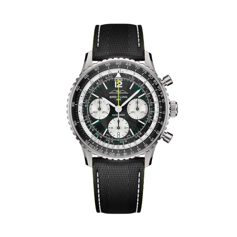 Navitimer B01 Chronograph 43 Aston Martin Aramco Formula ONE™ team, referencia EB01381A1B1X1. Enlace a detalles del producto.