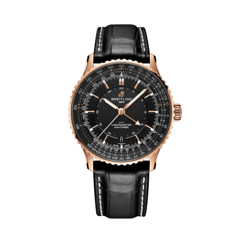 ナビタイマー オートマチック GMT 41 ジャパン リミテッド、リファレンス R323101A1B1P1。 商品詳細ページへのリンク。