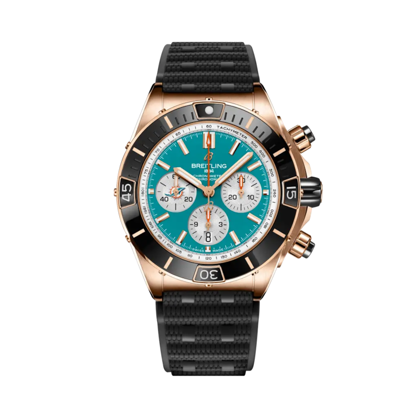 Super Chronomat B01 Chronograph 44 NFL Miami Dolphins, reference RB01366A1L2S1. Link to product details.