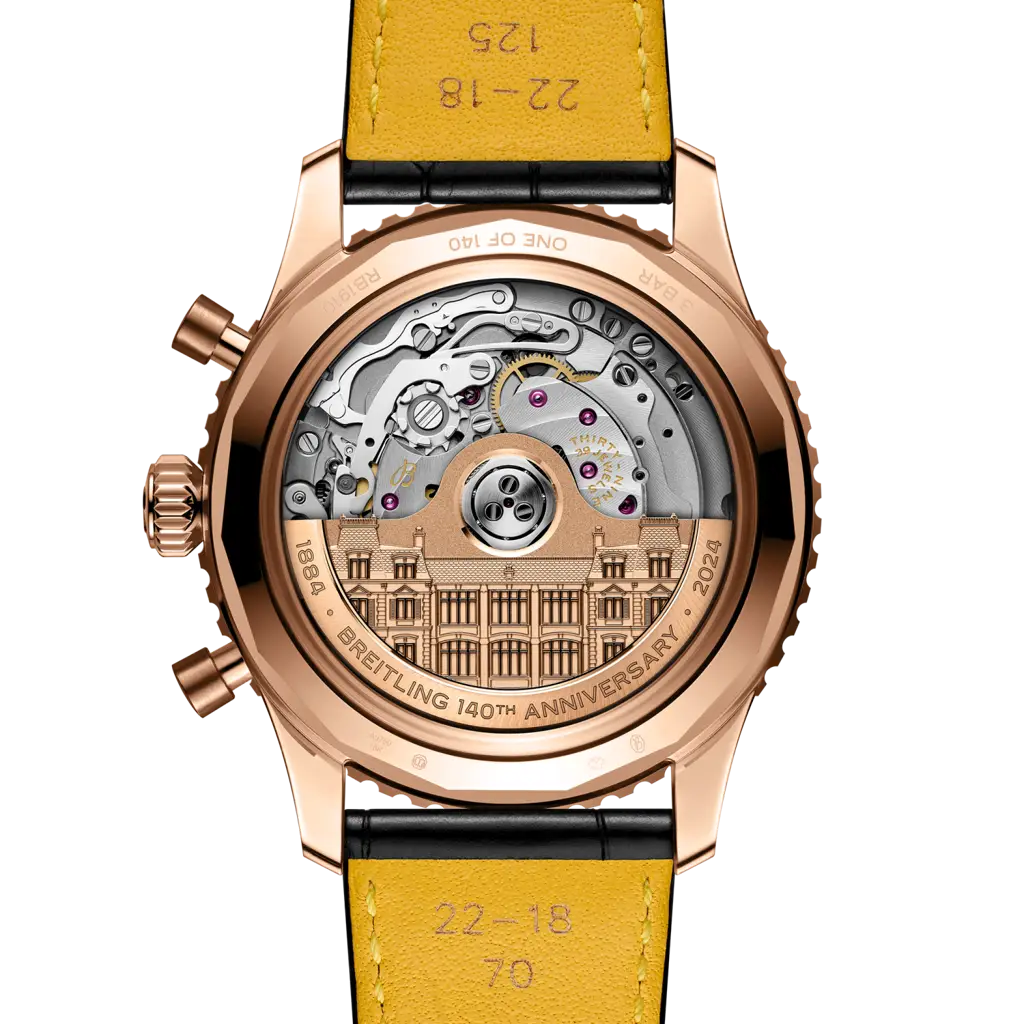 Navitimer B19 Chronograph 43 Perpetual Calendar 140th Anniversary, reference RB19101A1H1P1. Link to product details.