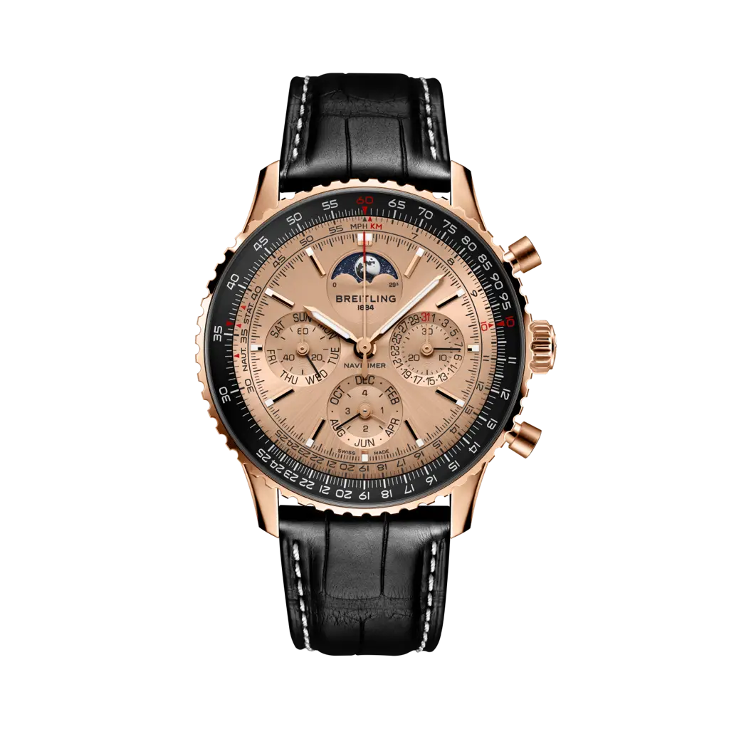 Navitimer B19 Chronograph 43 Perpetual Calendar 140th Anniversary, reference RB19101A1H1P1. Link to product details.