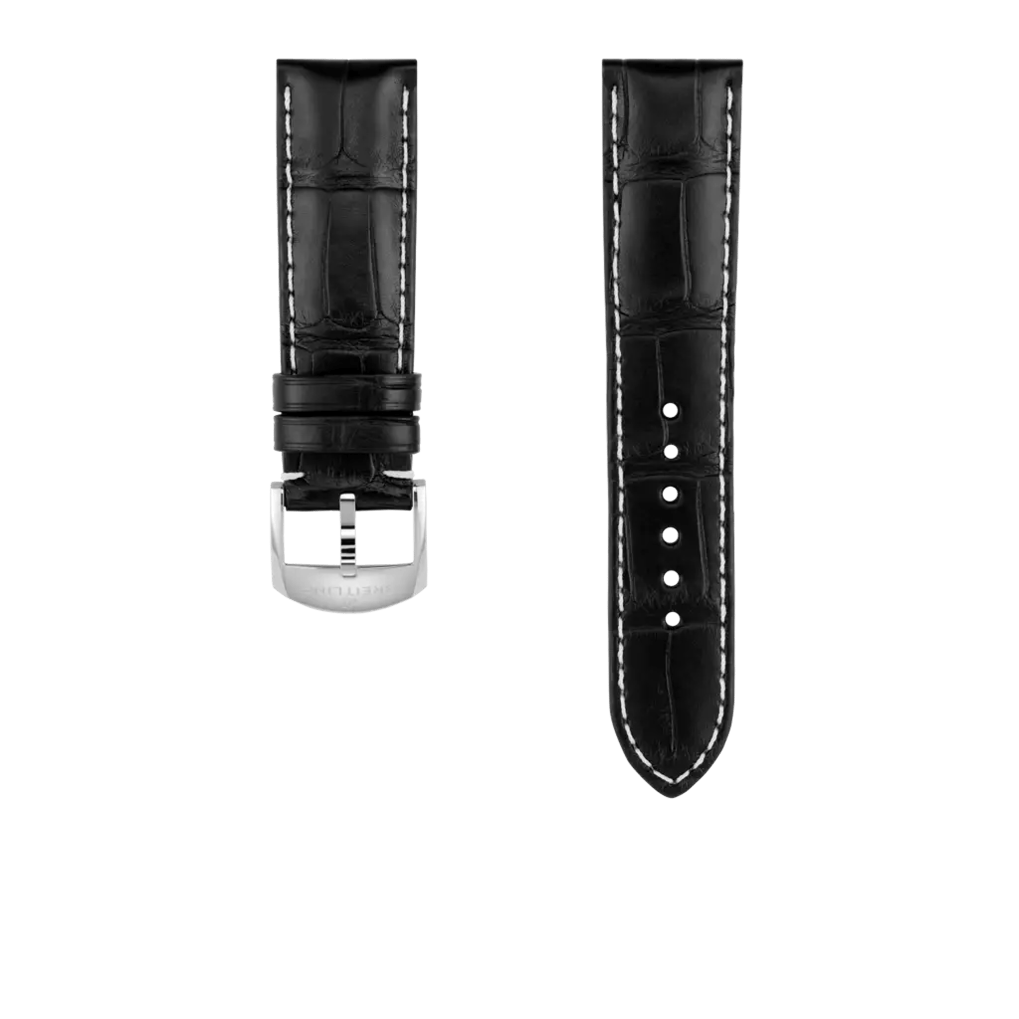 Black alligator leather strap - 1014P - image 1