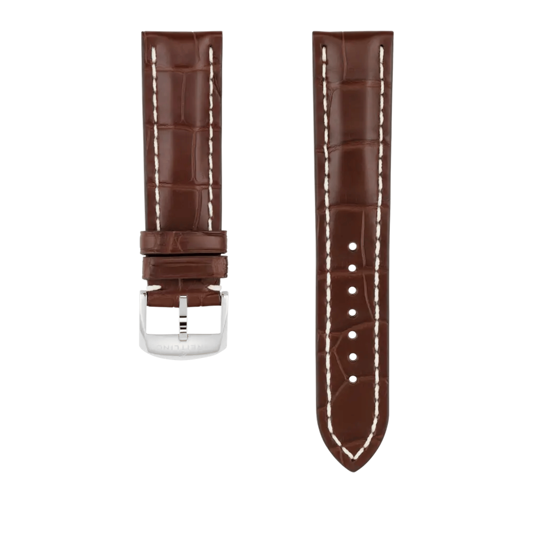 Brown alligator leather strap - 1028P - image 1