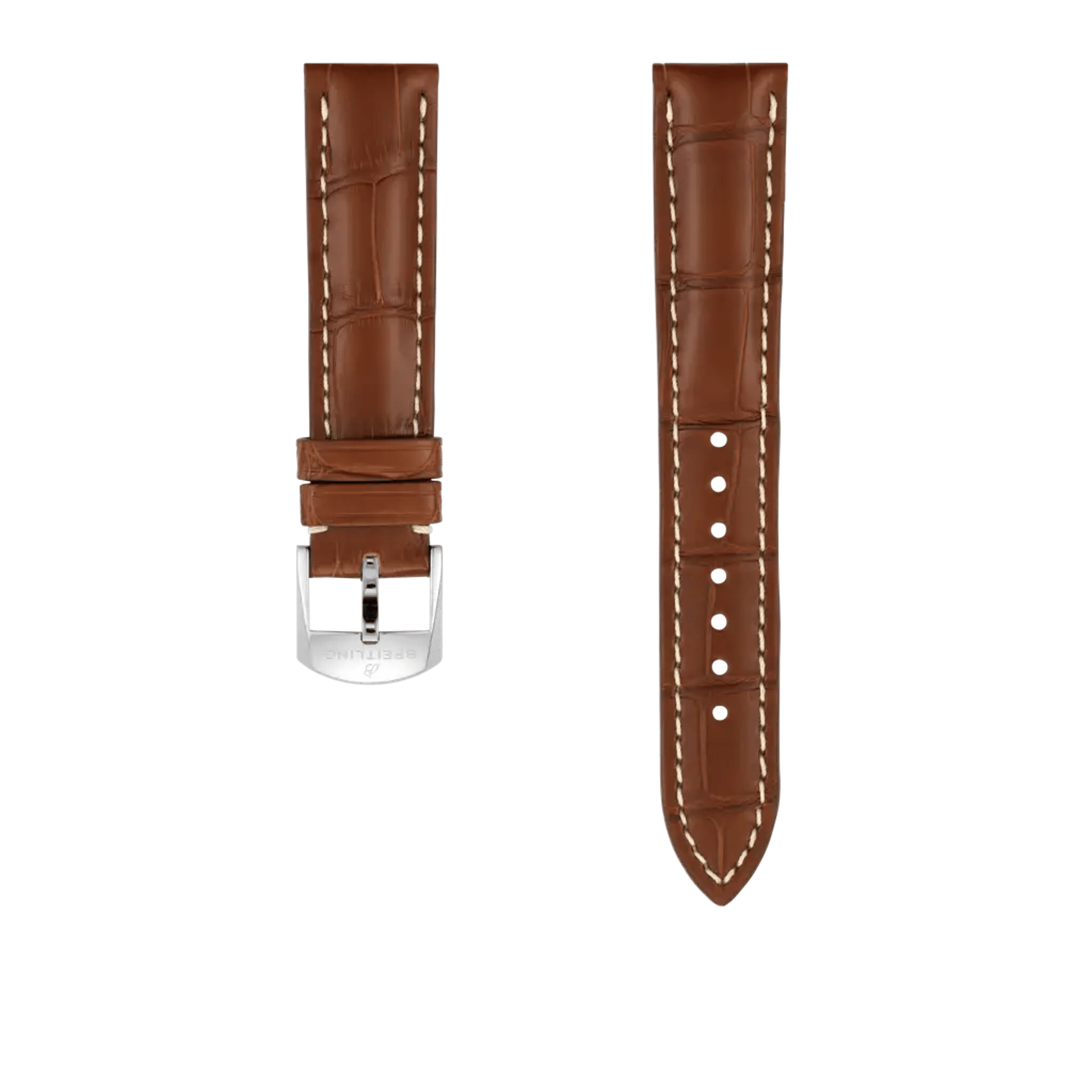 Gold alligator leather strap - 1034PS - image 1
