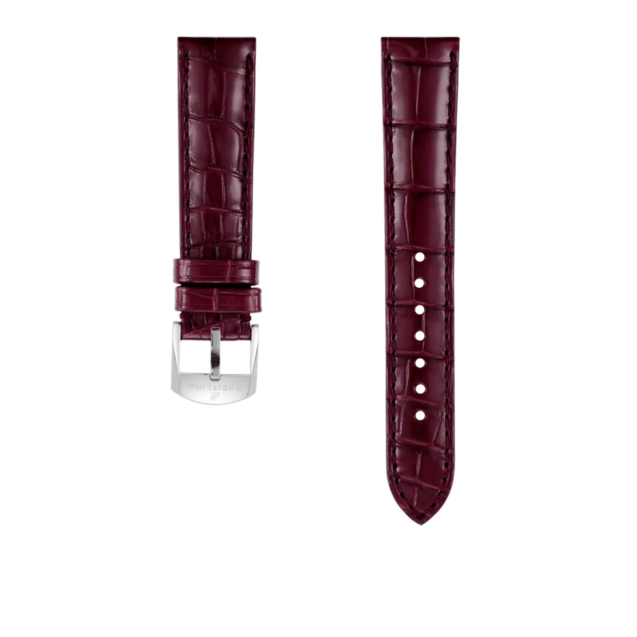 Burgundy alligator leather strap - 1041P - image 1