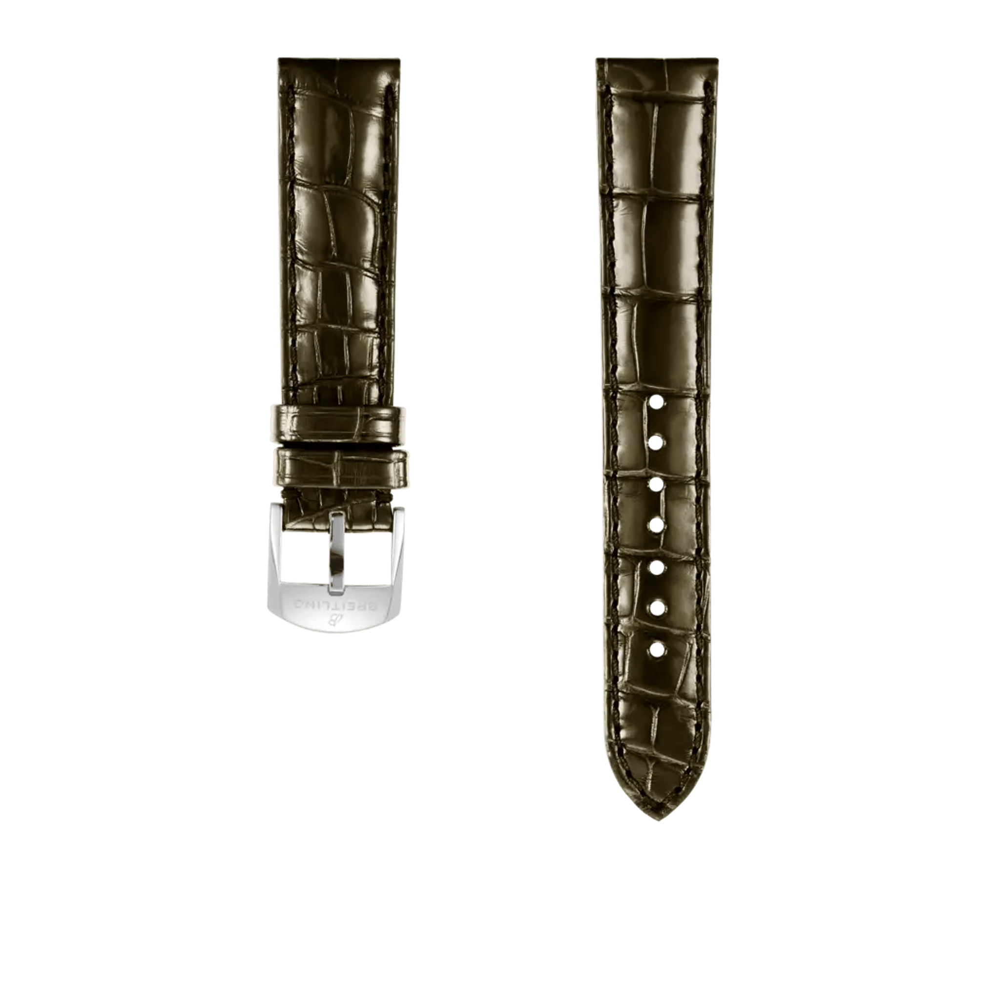 Green alligator leather strap - 1044P - image 1
