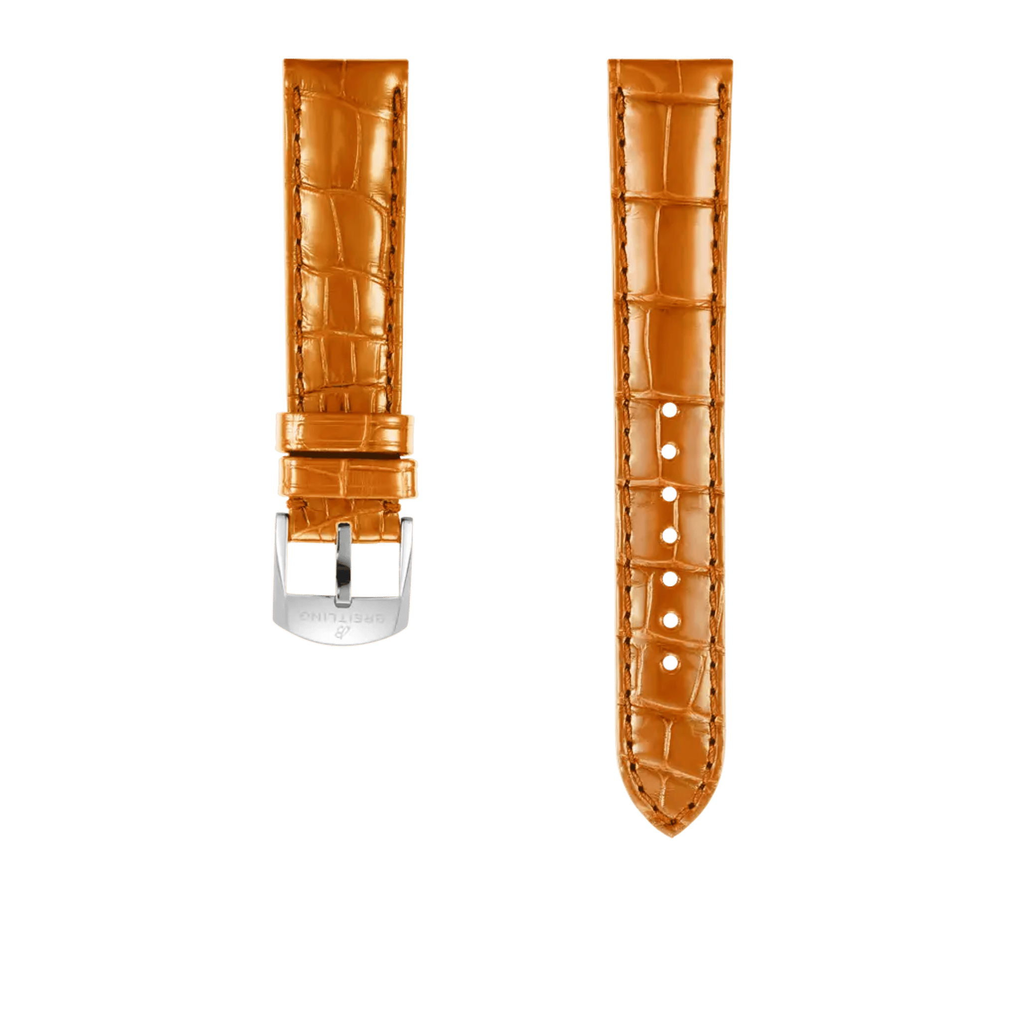 Gold alligator leather strap - 1045PS - image 1