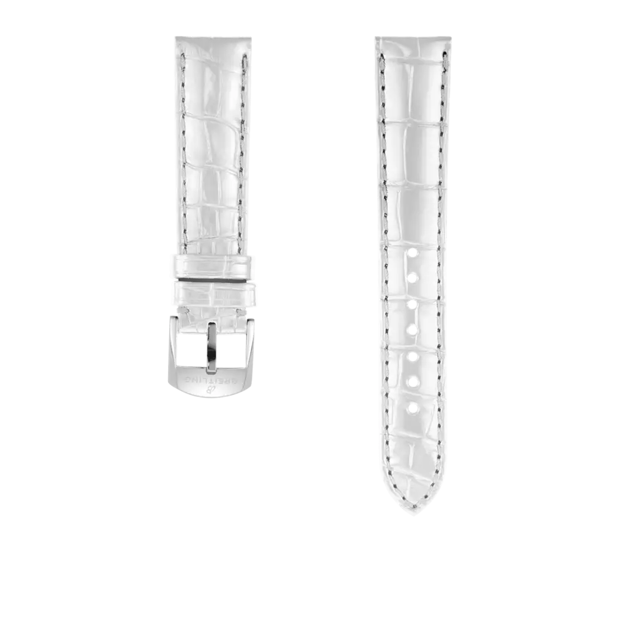 White alligator leather strap - 1047P - image 1