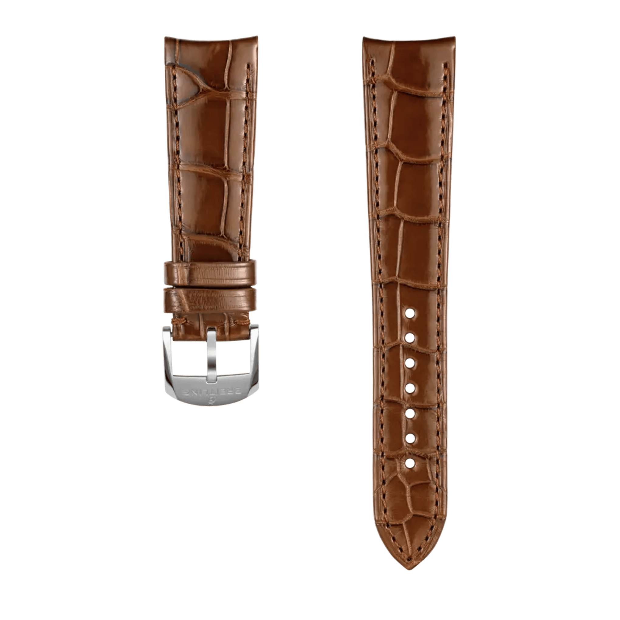 Gold brown alligator leather strap - 1051PS - image 1