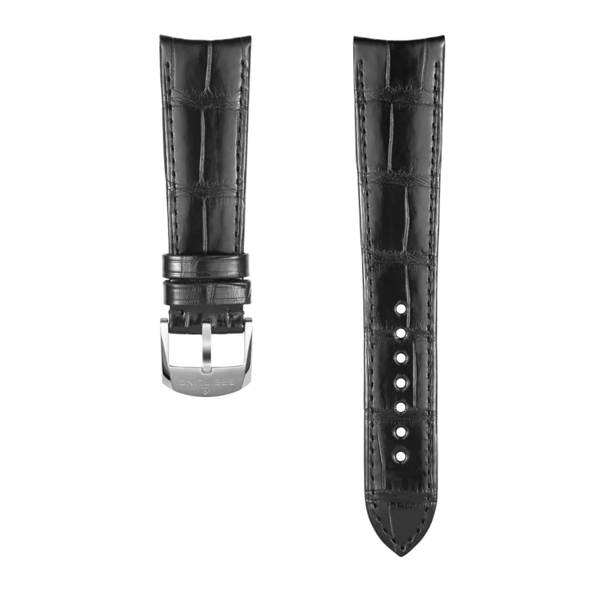 Black alligator leather strap - 1052P - image 1