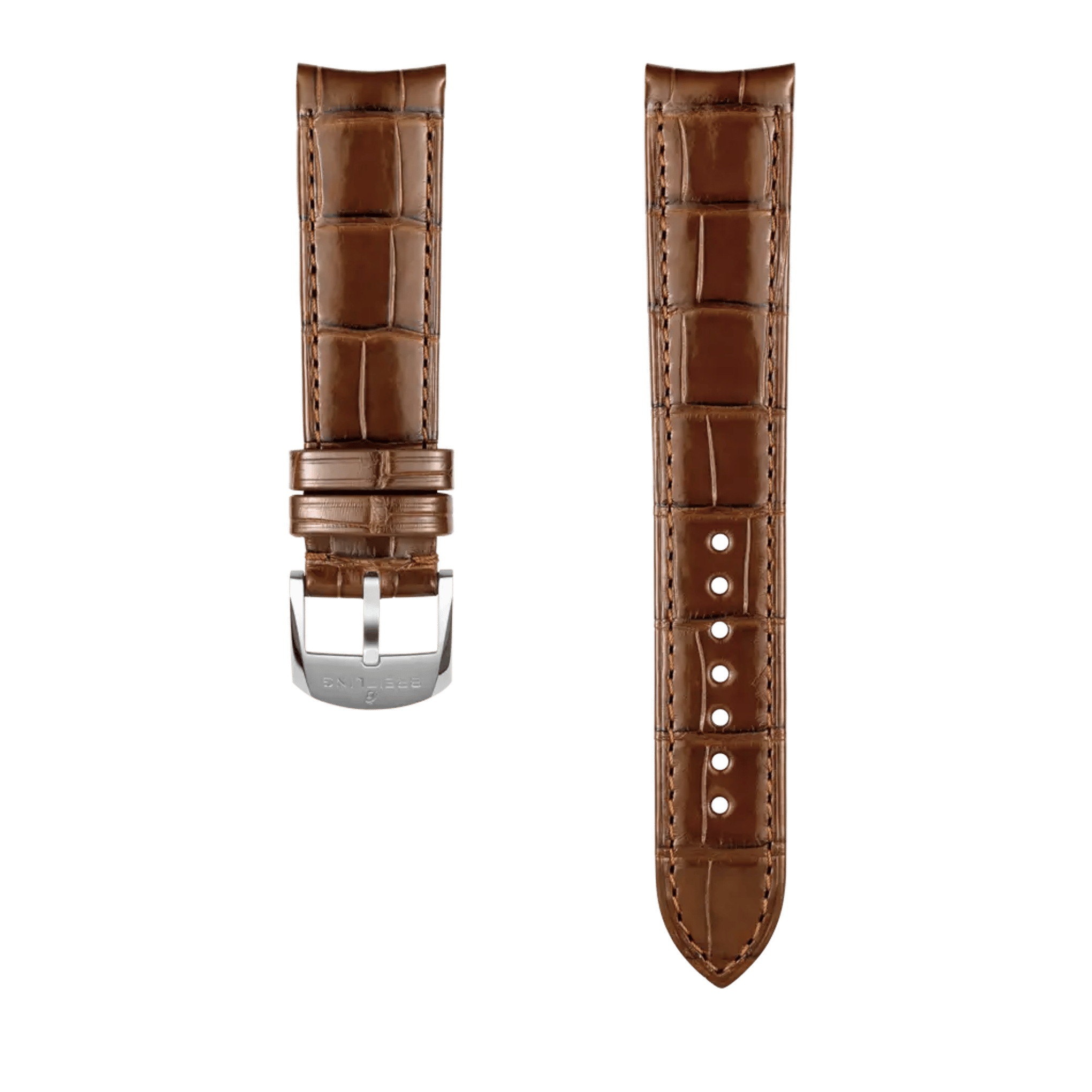 Gold brown alligator leather strap - 1054P - image 1
