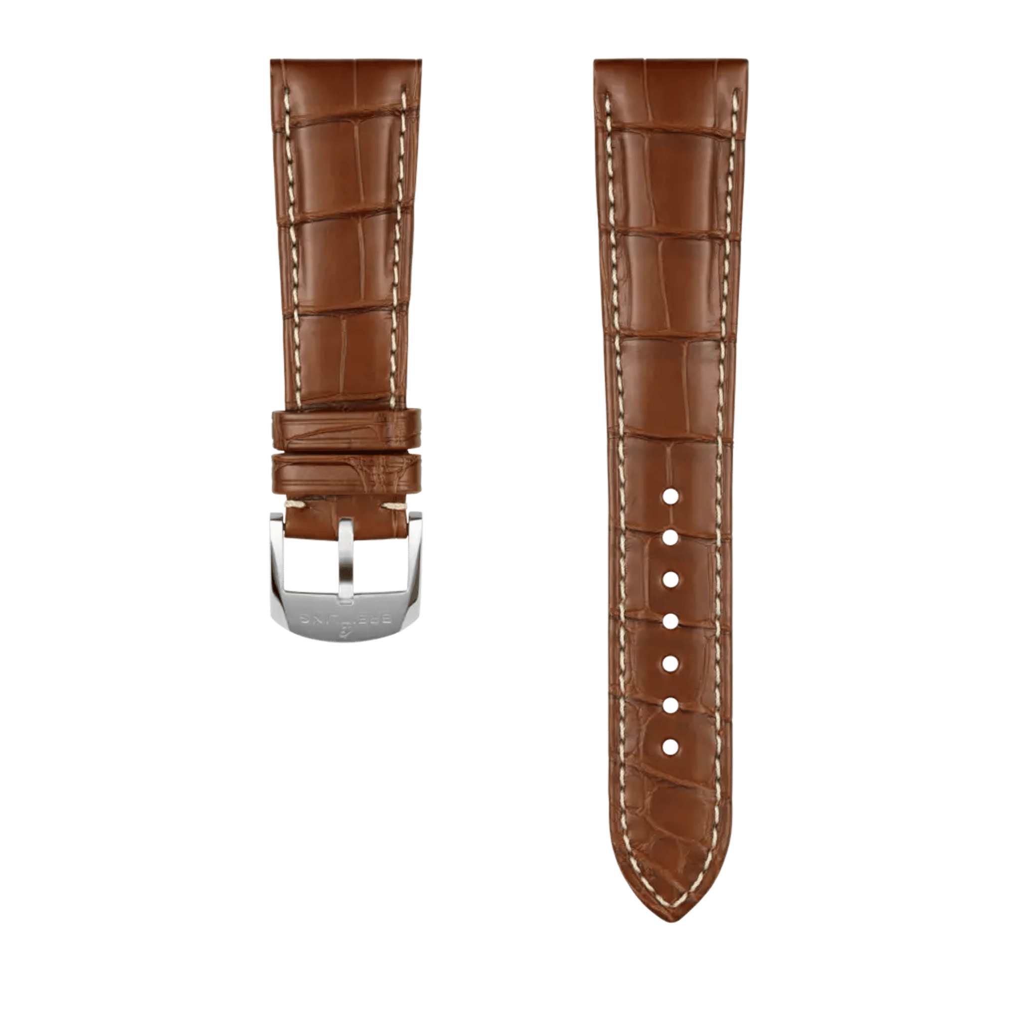 Gold brown alligator leather strap - 1059PS - image 1