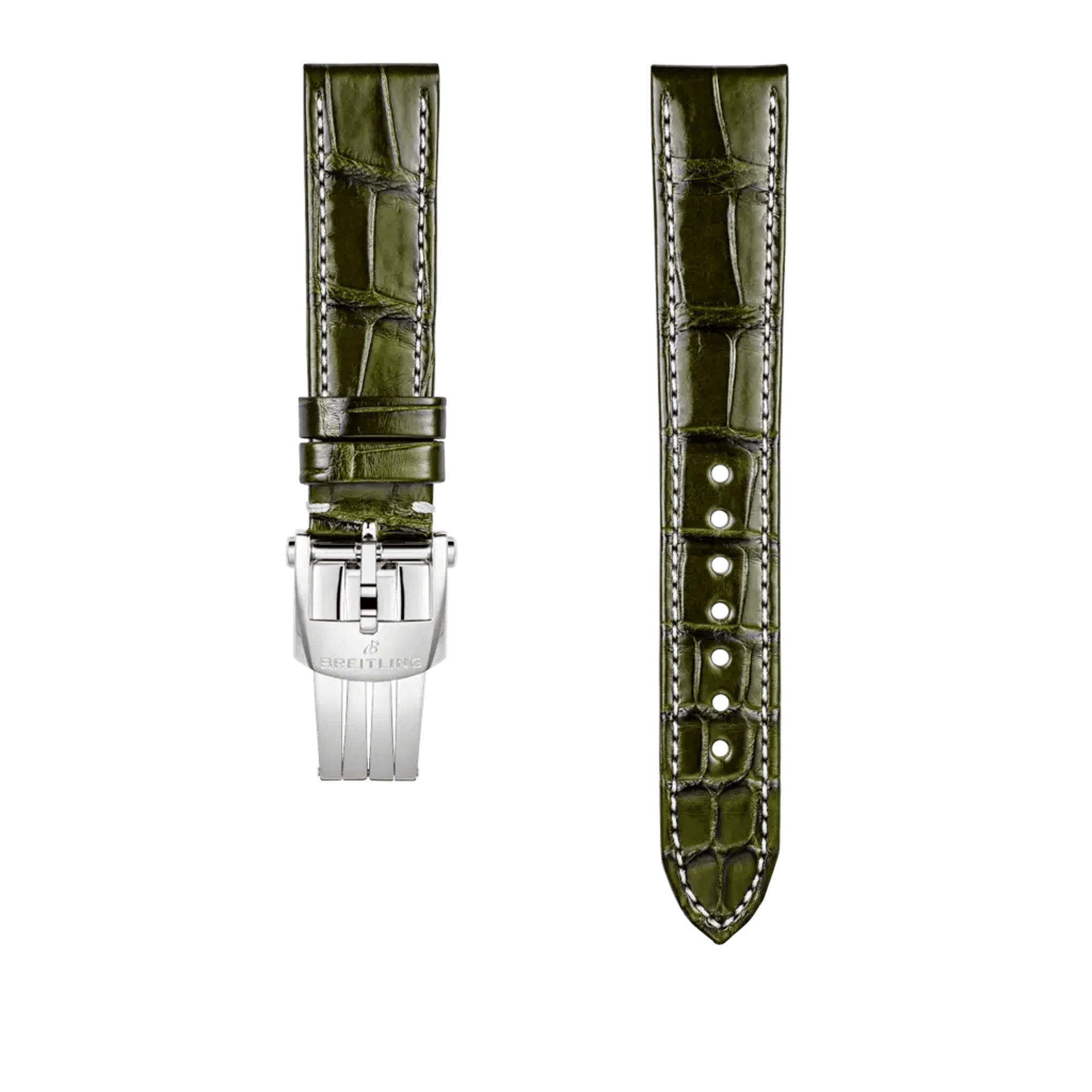 Green alligator leather strap - 1070PS - image 1