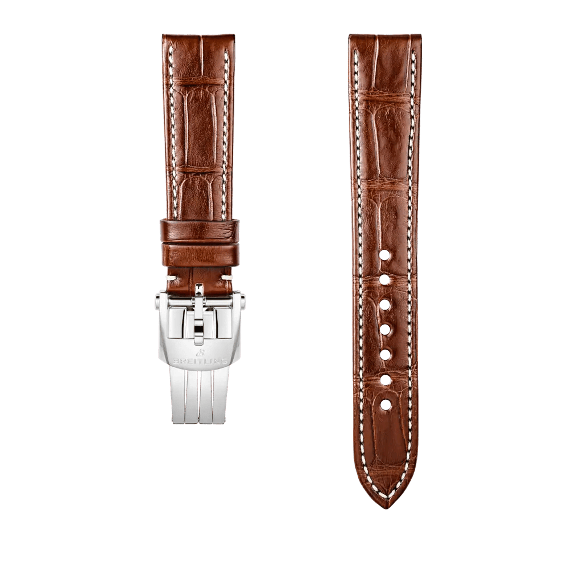 Brown alligator leather strap - 1071P - image 1