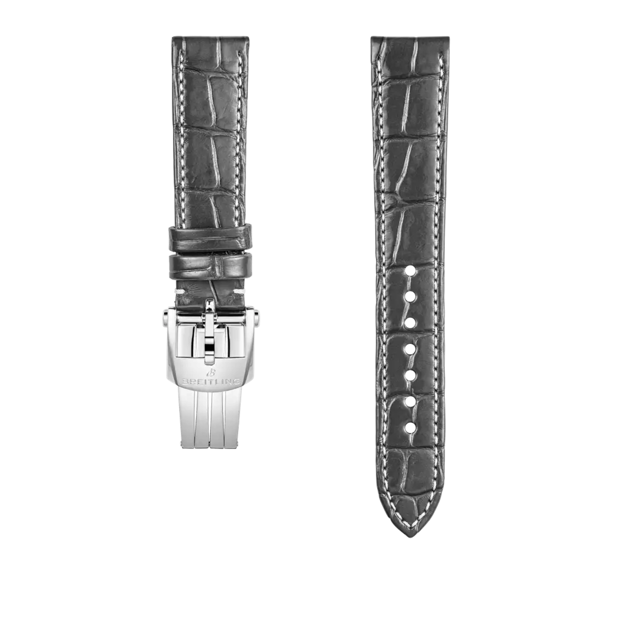 Grey alligator leather strap - 1078P - image 1