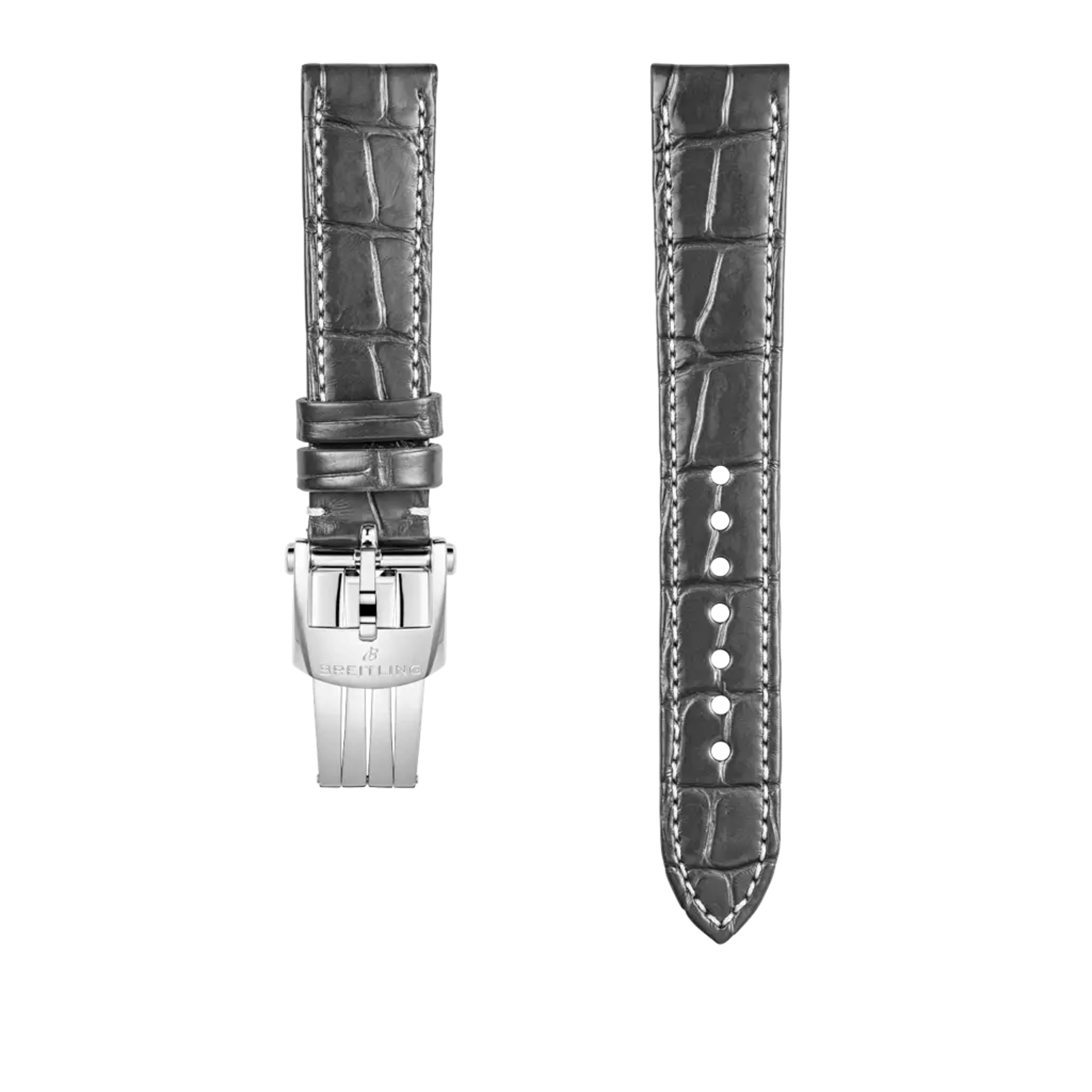 Grey alligator leather strap - 1078PL - image 1