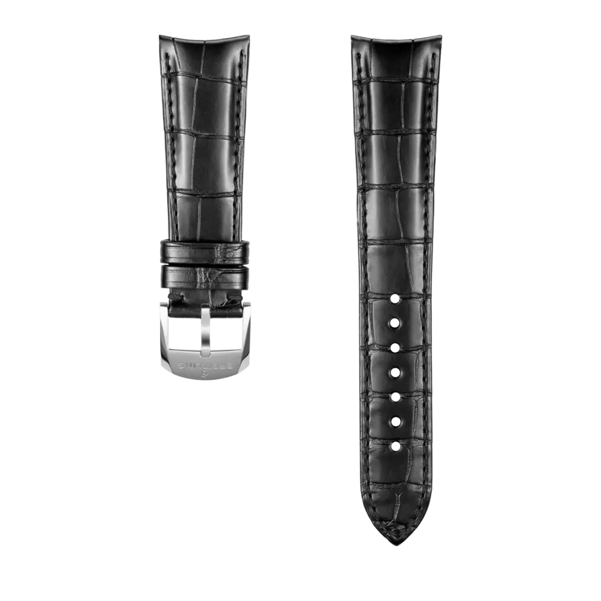 Black alligator leather strap - 1090P - image 1