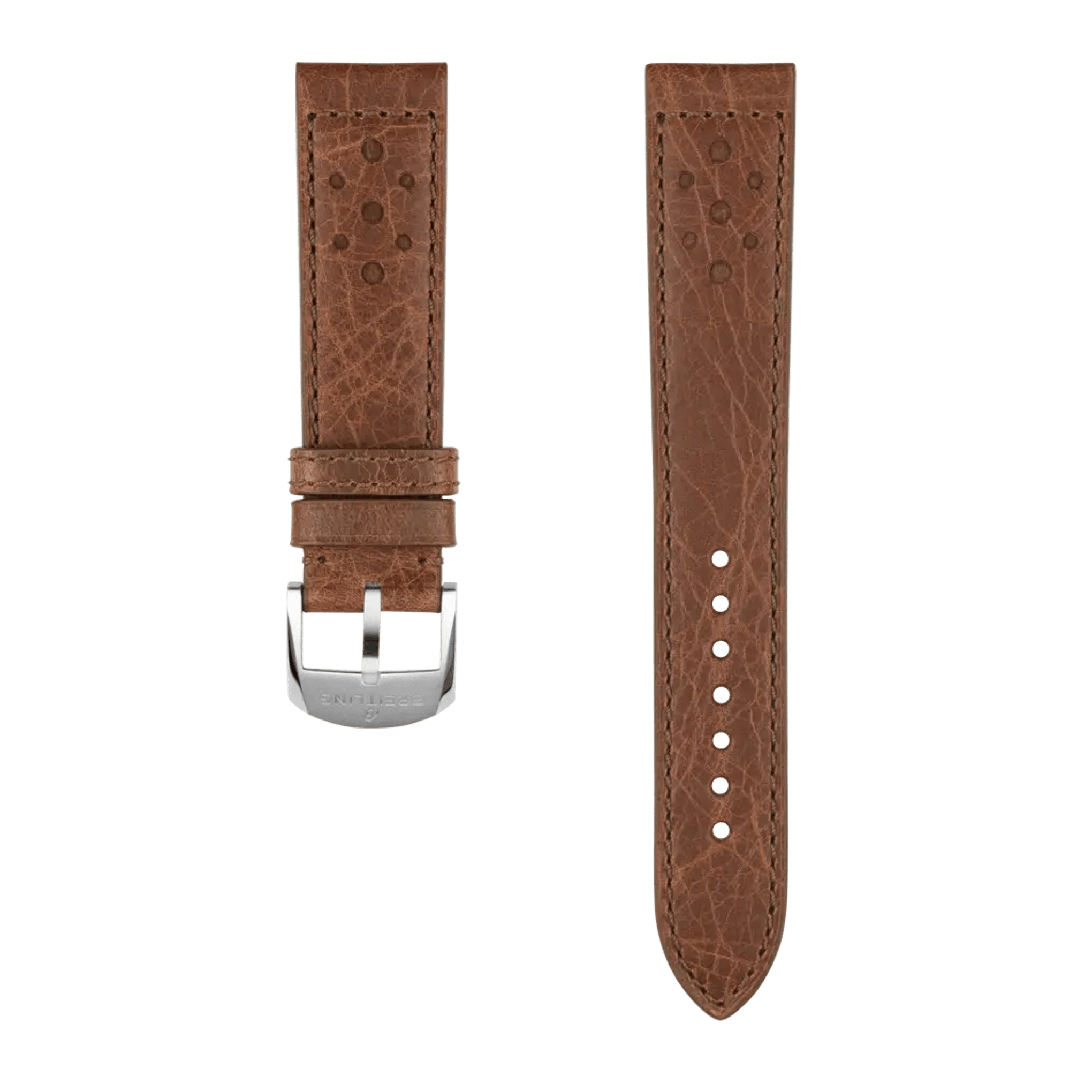 Brown racing-themed calfskin leather strap - 543X - image 1