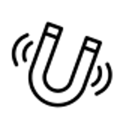 {generated} 放射状の線を伴う金色の磁石アイコンが強力な磁場を示すミニマルなグラフィック
