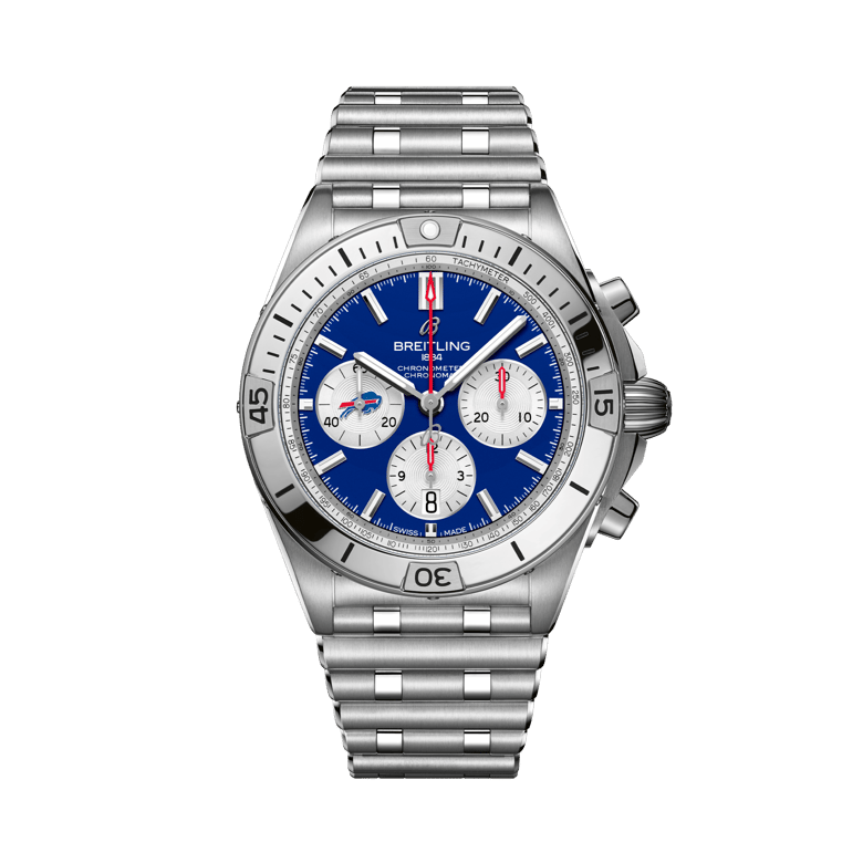 Chronomat B01 42 NFL Buffalo Bills Edition, артикул AB01342B1C3A1. Ссылка на страницу с деталями.