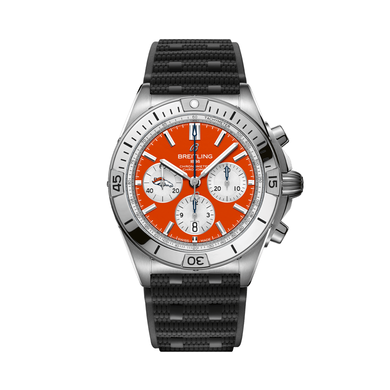Chronomat B01 42 NFL Denver Broncos Edition, Referenz AB01342B1O2S1. Link zu Produktdetails.