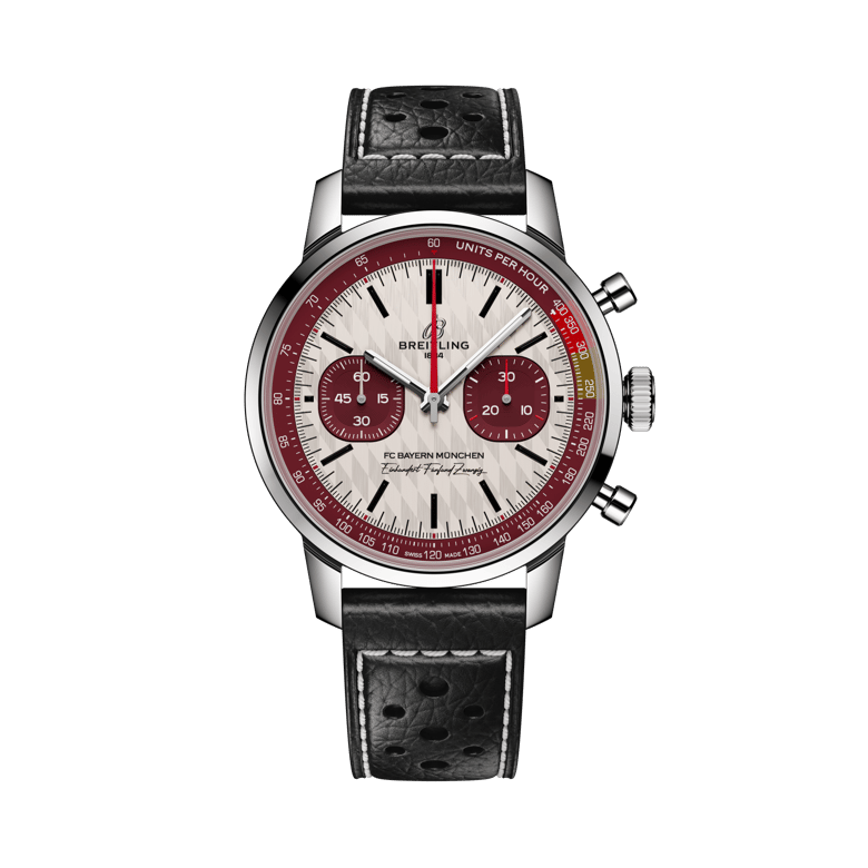 Top Time B01 125 Years FC Bayern München Limited Edition, Referenz AB01769A1G1X1. Link zu Produktdetails.