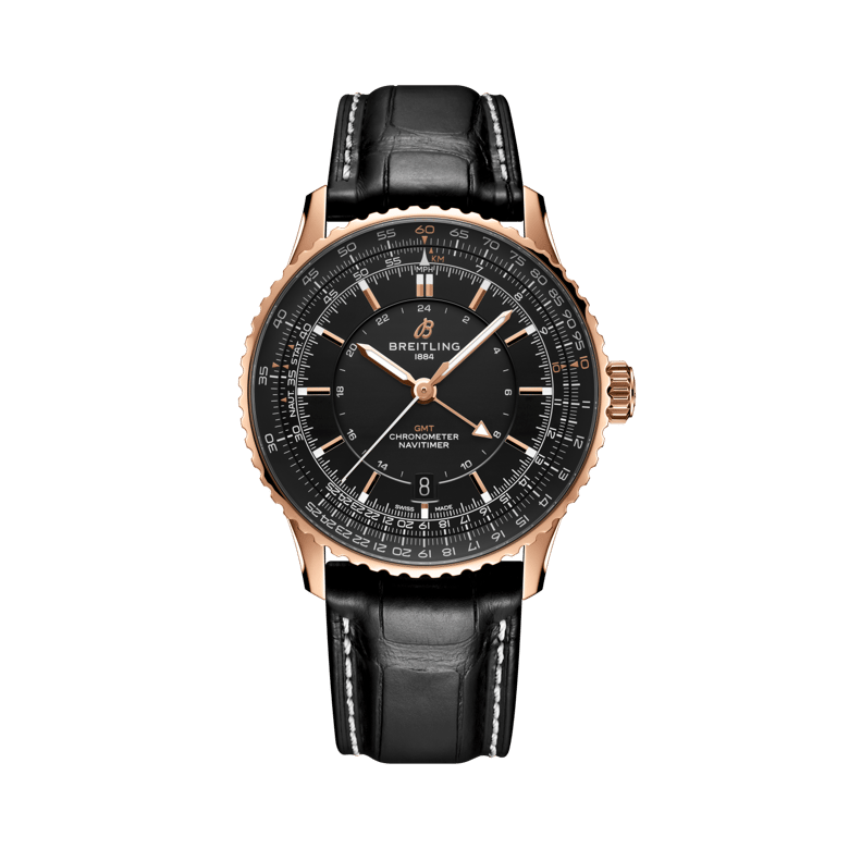 ナビタイマー オートマチック GMT 41 ジャパン リミテッド、リファレンス R323101A1B1P1。 商品詳細ページへのリンク。